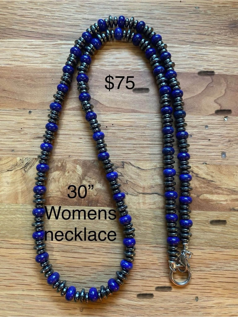 Lapis Lazuli and Hematite Beaded Women's Necklace